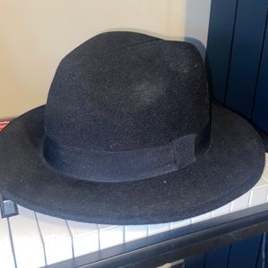 H&M men’s M/58 wool self band jet black western hat